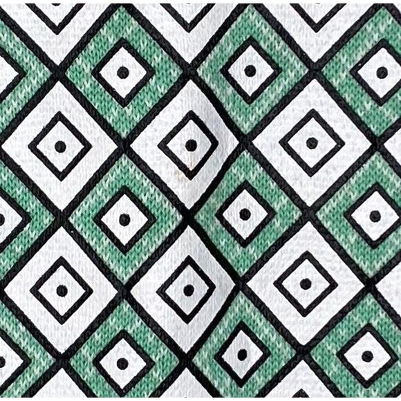 Si Iae Womens Diamond Print Crew Neck Sweater Faux Leather Trim Size Large - Picture 3 of 8